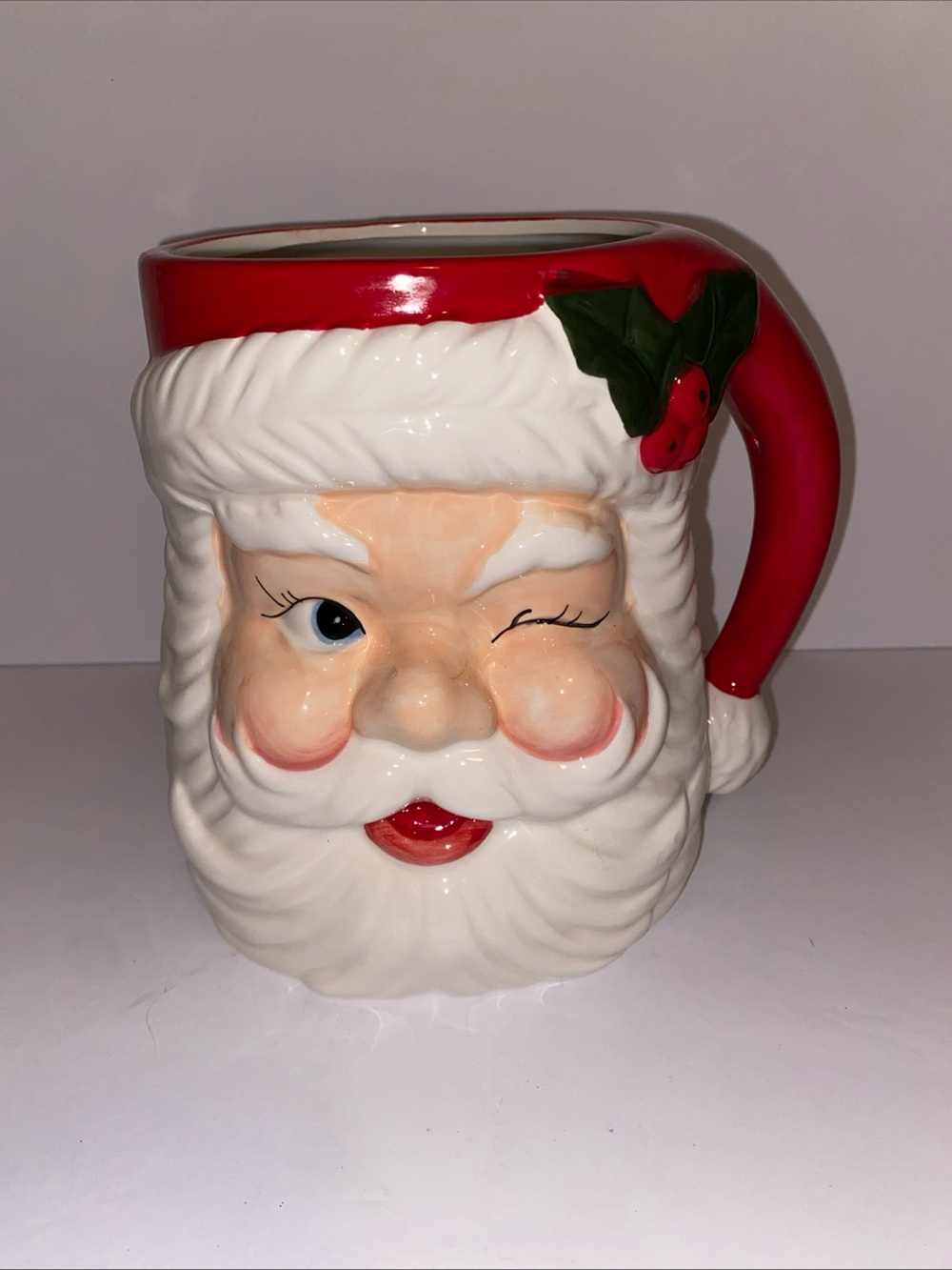 Sleigh Bell Bistro Giant Winking Santa Mug Utensil Holder, 7”